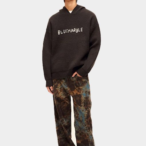 자수 니트 후디 블랙