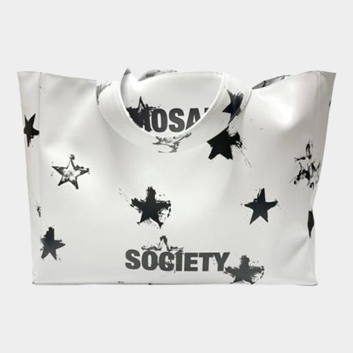 Star big leather white bag