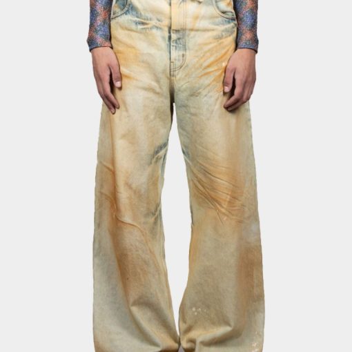 배기 데님 팬츠 옐로우 더티