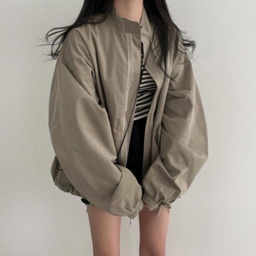 가을 얇은 루즈핏 야구복 캐주얼 점퍼, 의류