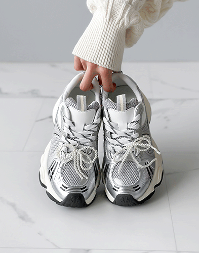 [소가죽] 메쉬 오버핏 스니커즈 4cm (717X7)