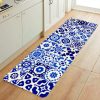 주방, 욕실, 복도, 세탁실, 가정 및 시즌 장식에 이상적인 부드러운 폴리에스터 소재의 프린트된 에스닉 디자인의 블루 보헤미안 스타일 플로어 매트